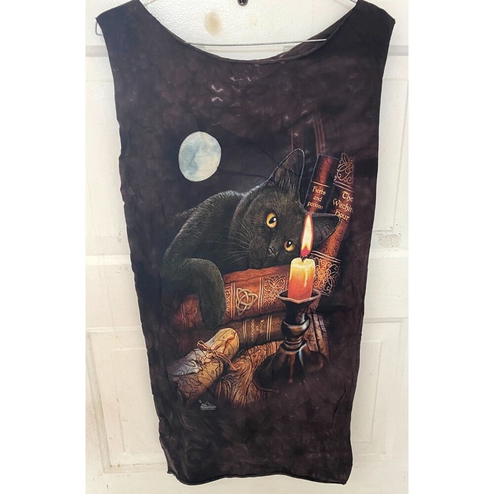 Vintage The Mountain Halloween Dress Distressed Black Cat Candle Women's S, M